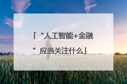 “人工智能+金融”应当关注什么