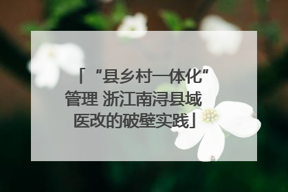 “县乡村一体化”管理 浙江南浔县域医改的破壁实践