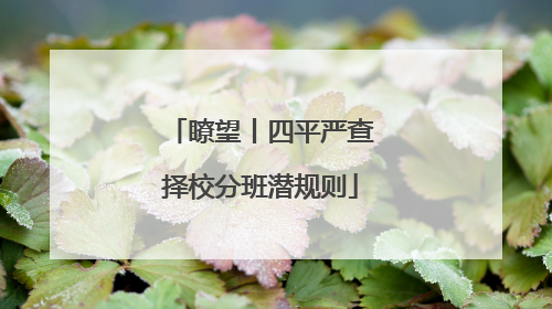 瞭望丨四平严查择校分班潜规则