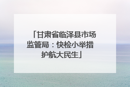 甘肃省临泽县市场监管局：快检小举措 护航大民生
