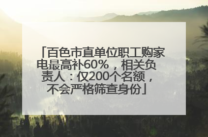 百色市直单位职工购家电最高补60％，相关负责人：仅200个名额，不会严格筛查身份