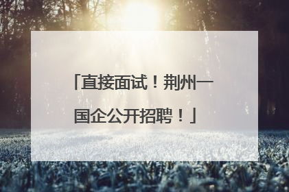 直接面试！荆州一国企公开招聘！
