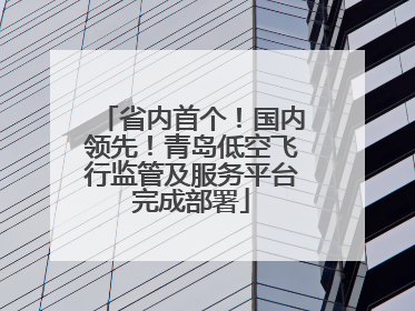 省内首个！国内领先！青岛低空飞行监管及服务平台完成部署