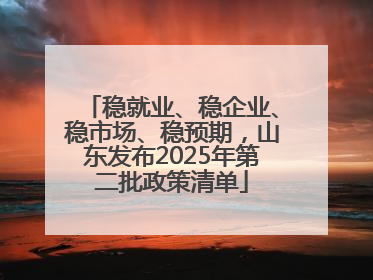 稳就业、稳企业、稳市场、稳预期，山东发布2025年第二批政策清单
