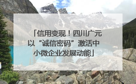 信用变现！四川广元以“诚信密码”激活中小微企业发展动能