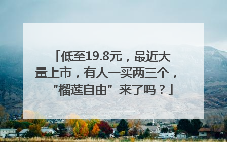 低至19.8元，最近大量上市，有人一买两三个，“榴莲自由”来了吗？