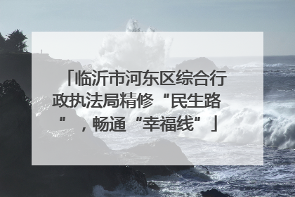 临沂市河东区综合行政执法局精修“民生路”，畅通“幸福线”