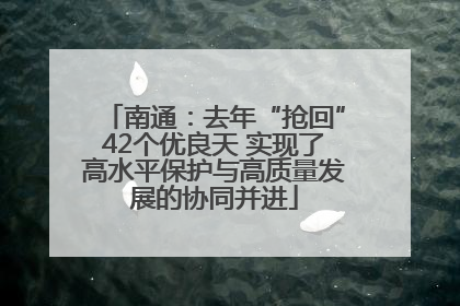 南通：去年“抢回”42个优良天 实现了高水平保护与高质量发展的协同并进