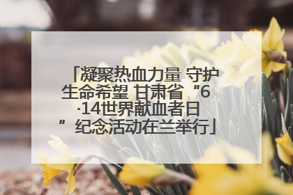 凝聚热血力量 守护生命希望 甘肃省“6 ·14世界献血者日”纪念活动在兰举行