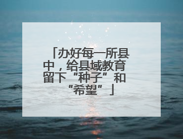 办好每一所县中，给县域教育留下“种子”和“希望”