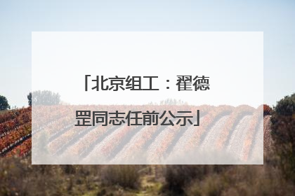 北京组工：翟德罡同志任前公示