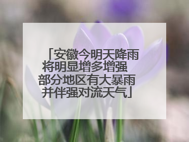 安徽今明天降雨将明显增多增强 部分地区有大暴雨并伴强对流天气