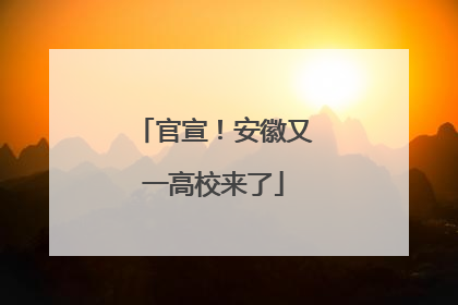 官宣！安徽又一高校来了