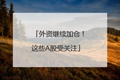 外资继续加仓！这些A股受关注