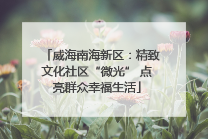 威海南海新区：精致文化社区“微光” 点亮群众幸福生活