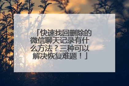 快速找回删除的微信聊天记录有什么方法？三种可以解决恢复难题！