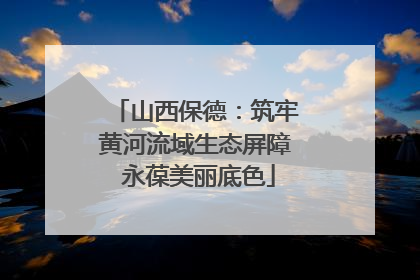 山西保德：筑牢黄河流域生态屏障 永葆美丽底色