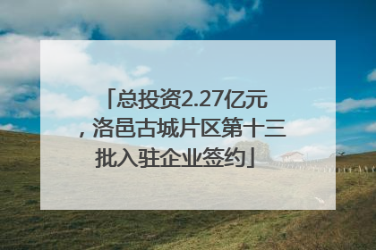 总投资2.27亿元，洛邑古城片区第十三批入驻企业签约