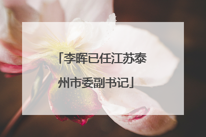 李晖已任江苏泰州市委副书记