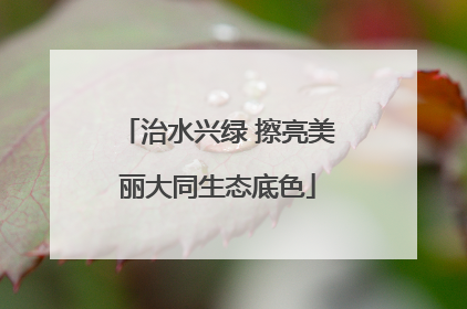 治水兴绿 擦亮美丽大同生态底色