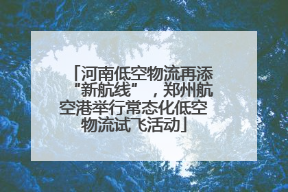 河南低空物流再添“新航线”，郑州航空港举行常态化低空物流试飞活动