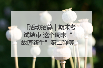活动招募｜期末考试结束 这个周末“故匠新生”第二弹等着同学们来体验！