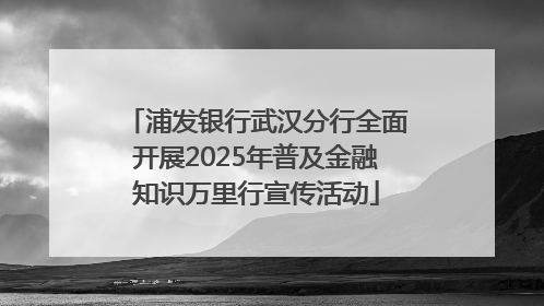 浦发银行武汉分行全面开展2025年普及金融知识万里行宣传活动