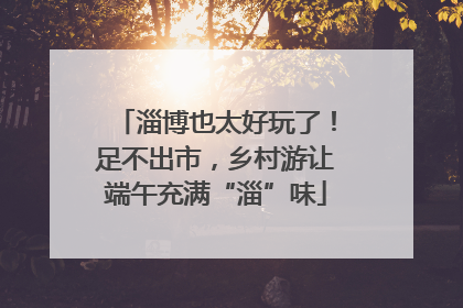 淄博也太好玩了！足不出市，乡村游让端午充满“淄”味