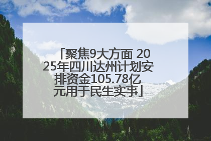 聚焦9大方面 2025年四川达州计划安排资金105.78亿元用于民生实事