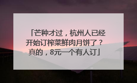 芒种才过，杭州人已经开始订榨菜鲜肉月饼了？真的，8元一个有人订