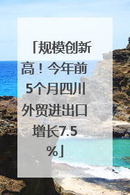 规模创新高！今年前5个月四川外贸进出口增长7.5%