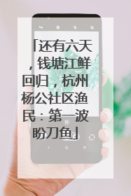 还有六天，钱塘江鲜回归，杭州杨公社区渔民：第一波盼刀鱼