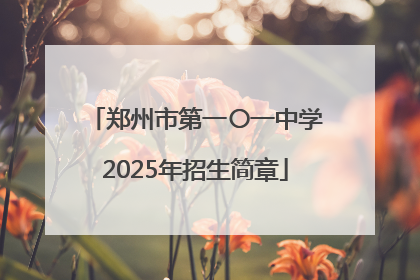 郑州市第一〇一中学2025年招生简章