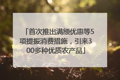 首次推出满额优惠等5项提振消费措施，引来300多种优质农产品
