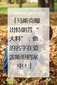 马斯克曝出特朗普“大料”：他的名字在爱泼斯坦档案中！