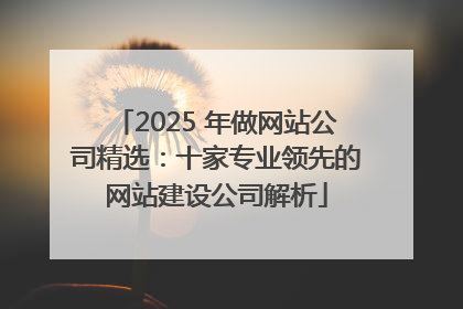 2025 年做网站公司精选：十家专业领先的网站建设公司解析
