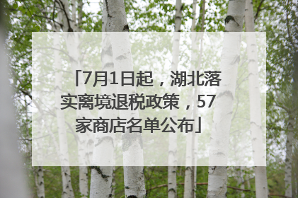 7月1日起，湖北落实离境退税政策，57家商店名单公布